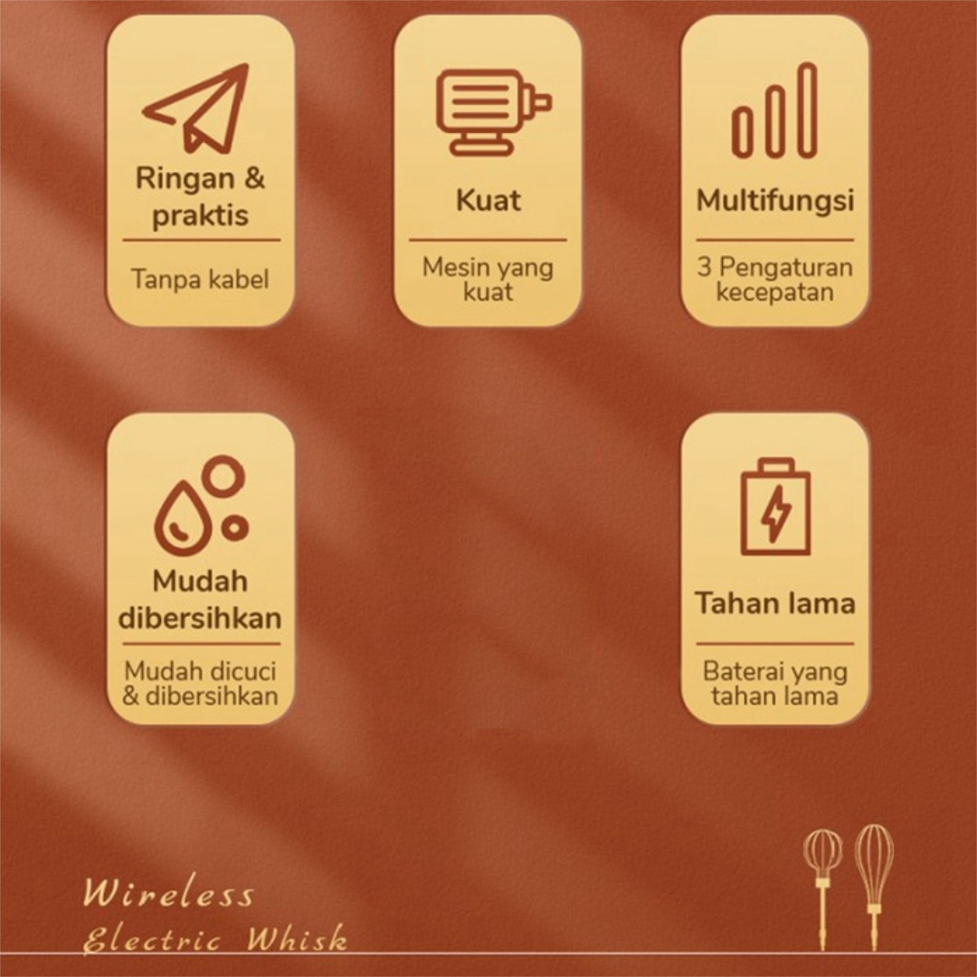 Gambar produk BTH Mixer Tangan Mini Electric Whisk Wireless Multi Function 2000mAh - BTH12