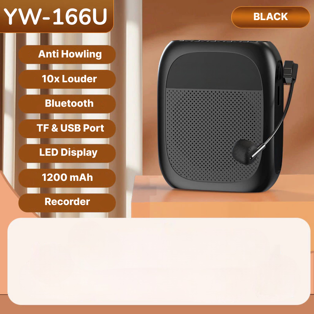 Little Bee Speaker Pinggang Bluetooth Voice Amplifier LED with Display - YW-166U Gambar produk Little Bee Speaker Pinggang Bluetooth Voice Amplifier LED with Display - YW-166U