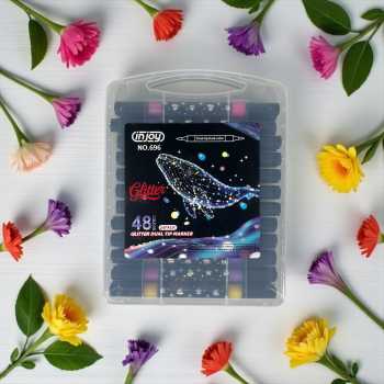 Gambar produk Kolorowy Spidol Warna Glitter Dual Tip Watercolor Set 48 Colors 24 PCS - 88635
