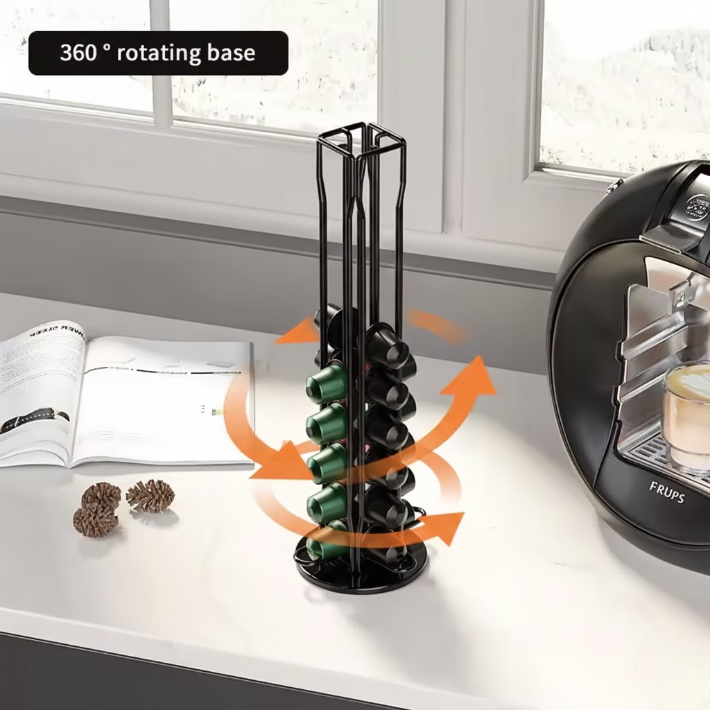 REVOLVE Rak Kapsul Kopi Putar Espresso Storage Organizer 40 Pods - RV-90 Gambar produk REVOLVE Rak Kapsul Kopi Putar Espresso Storage Organizer 40 Pods - RV-90