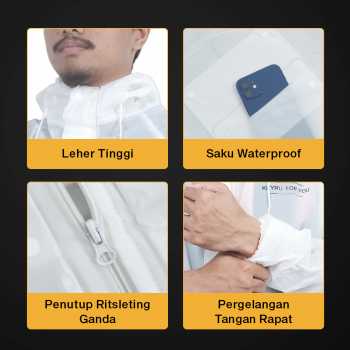 Gambar produk KEYRU Jas Hujan Setelan Motor Dewasa Visor PVC Waterproof Raincoat XL - TN-74