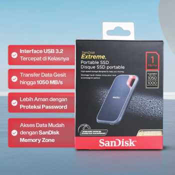 Gambar produk SanDisk Extreme Portable SSD 1050MB/s USB Type C 3.2 1TB - SDSSDE61