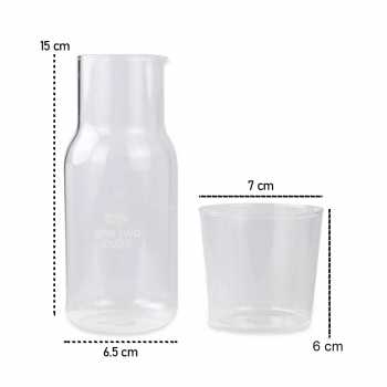 Gambar produk One Two Cups Set Teko Gelas Kaca Kopi Teh 1 Pitcher 1 Cup Minimalist Small 360ml - 0007G-C