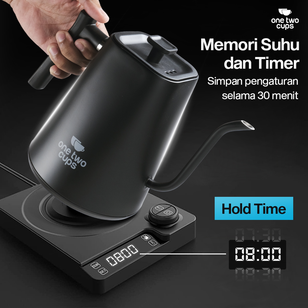 Gambar produk One Two Cups Teko Listrik Kopi Pemanas Air Leher Angsa 1200W 1L - KT10 PRO