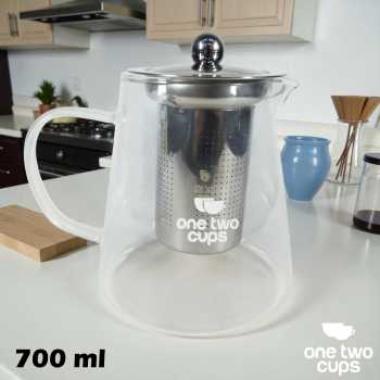 One Two Cups Teko Teh Kaca Saringan Tahan Panas Api Infuser Teapot - TP-760