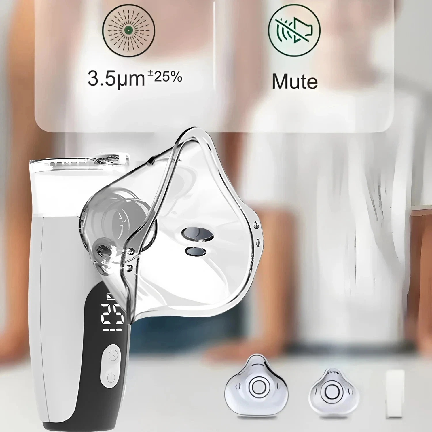 LASMA Alat Terapi Pernapasan Mesh Nebulizer Portable Inhaler Rechargeable - HH-W610 Gambar produk LASMA Alat Terapi Pernapasan Mesh Nebulizer Portable Inhaler Rechargeable - HH-W610