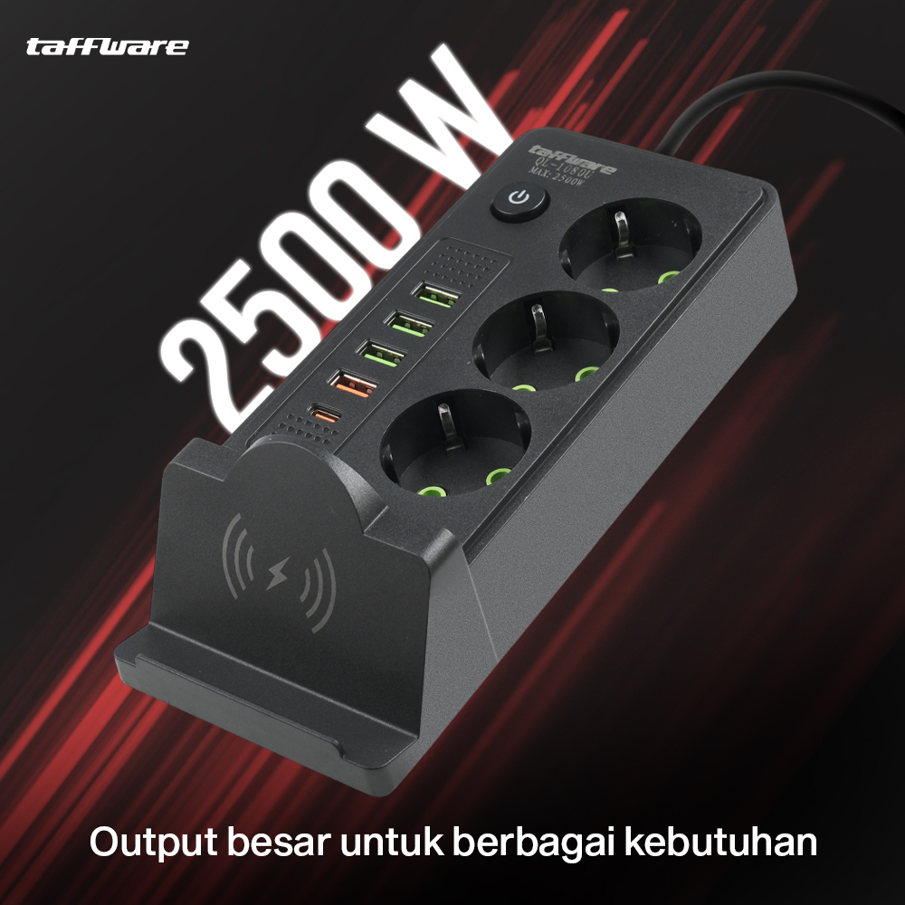Taffware Stopkontak USB Type C EU Plug Wireless Charging 2500W - QL-1080U Gambar produk Taffware Stopkontak USB Type C EU Plug Wireless Charging 2500W - QL-1080U