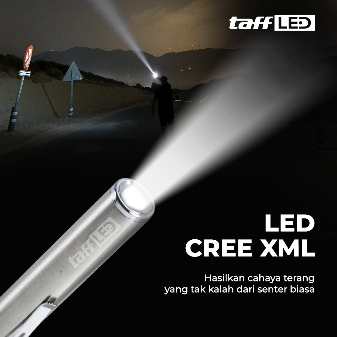 TaffLED Senter LED Mini Flashlight CREE XML - Mini 865 Gambar produk TaffLED Senter LED Mini Flashlight CREE XML - Mini 865