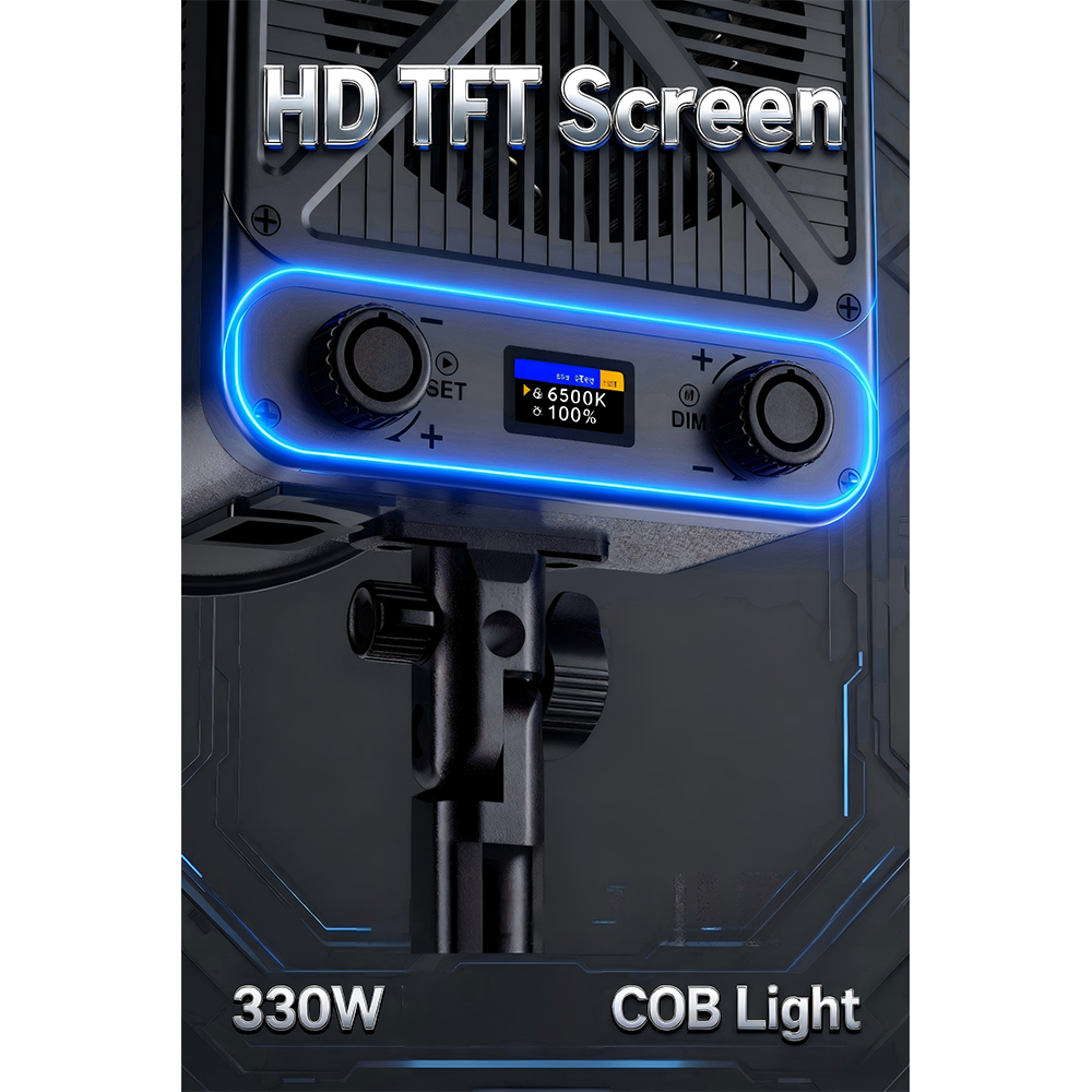 Gambar produk LIYADI Lampu Studio Fotografi COB LED RGBW 24 Mode TFT Display 330W - G330C