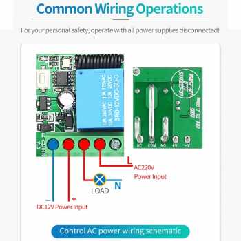 Gambar produk Huaru Receiver Remot Kontrol Gerbang Garasi 433MHz 12V - KR1201A