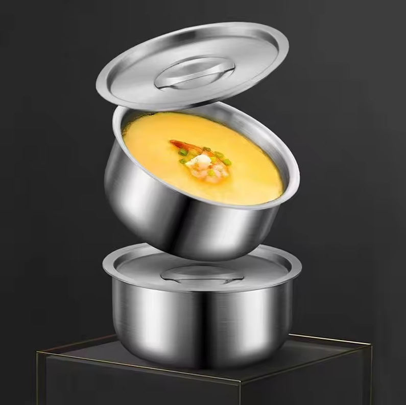HUA Mangkuk Sup Steamed Egg Bowl Baking Stainless Steel 410 11.1cm - HU57 Gambar produk HUA Mangkuk Sup Steamed Egg Bowl Baking Stainless Steel 410 11.1cm - HU57