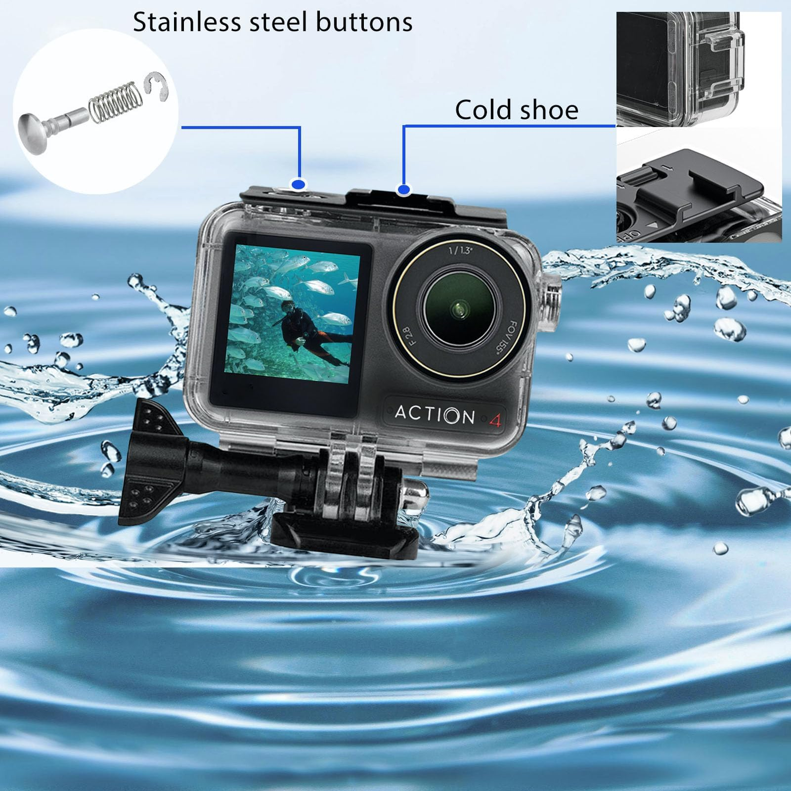 Gambar produk YAZE Underwater Diving Housing Case 45M for DJI Action 5 Pro/4/3 - ID5P