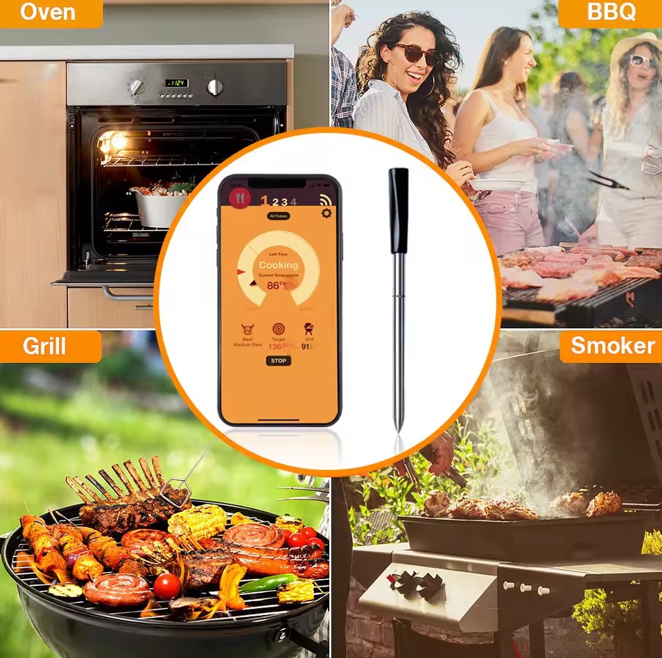 TAKA Termometer Makanan Digital Daging BBQ Bluetooth 2Probe Waterproof - TY530 Gambar produk TAKA Termometer Makanan Digital Daging BBQ Bluetooth 2Probe Waterproof - TY530