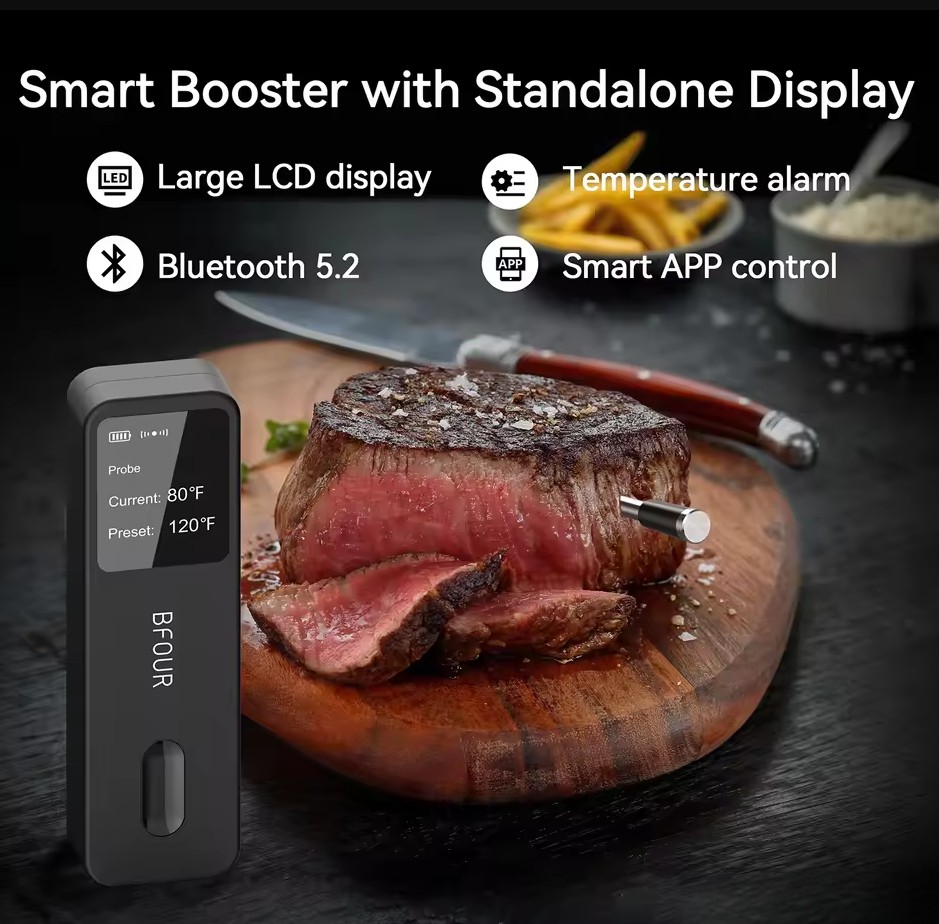 BFOUR Termometer Makanan Digital Daging BBQ Bluetooth Screen 1 Probe - BF-30 Gambar produk BFOUR Termometer Makanan Digital Daging BBQ Bluetooth Screen 1 Probe - BF-30