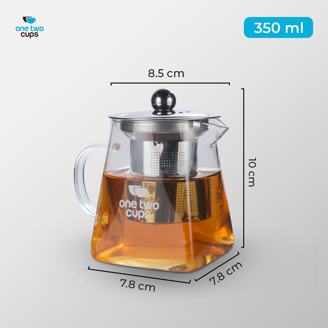 One Two Cups Teko Teh Kaca Saringan Tahan Panas Api Infuser Teapot 350ml - TP-761 Gambar produk One Two Cups Teko Teh Kaca Saringan Tahan Panas Api Infuser Teapot 350ml - TP-761