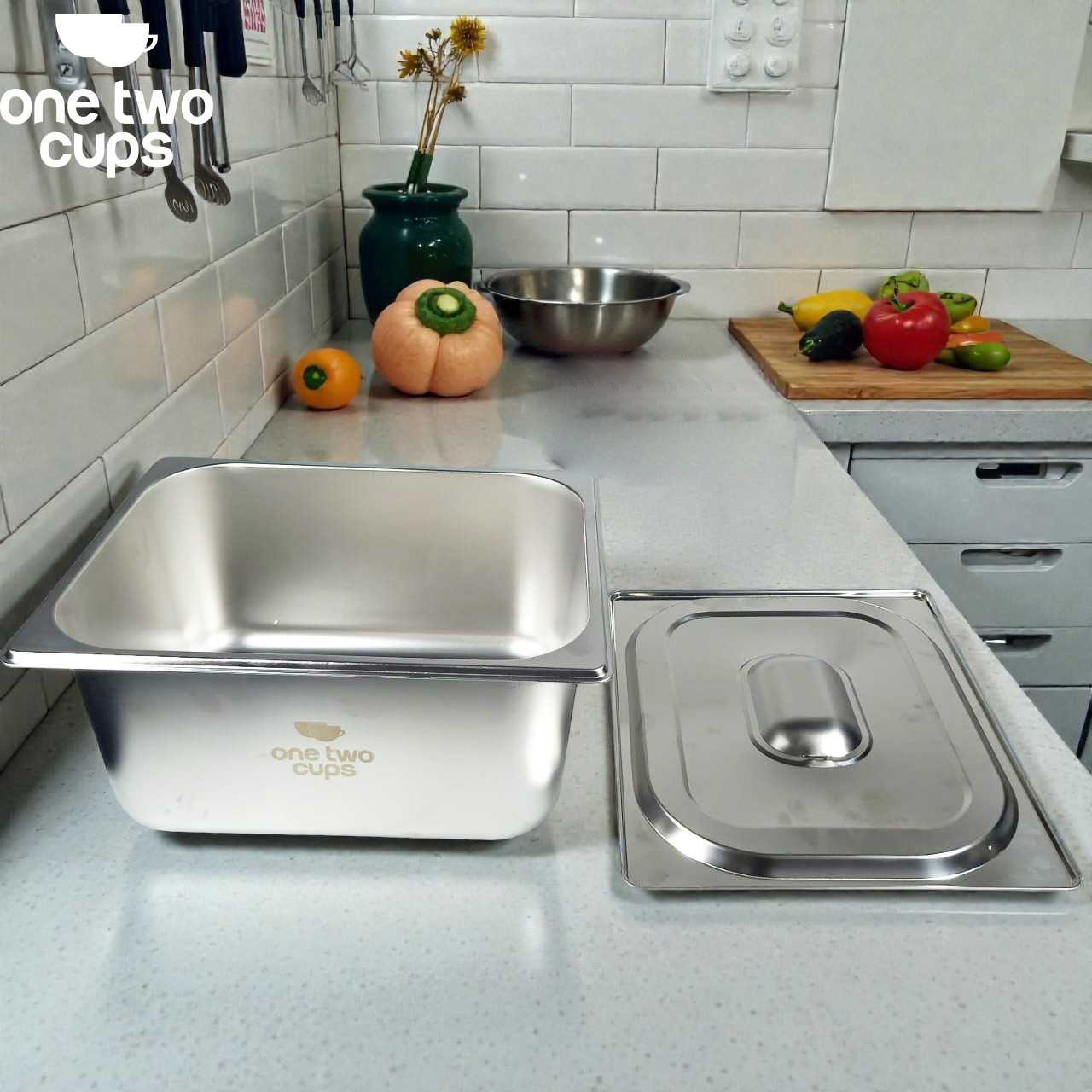 Gambar produk One Two Cups Food Pan Stainless Steel Wadah Makanan dengan Tutup 1/2x15cm - SP215