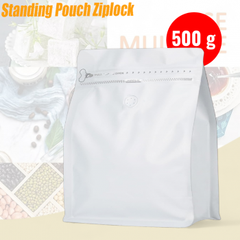 KOFE Kemasan Kopi Standing Pouch Ziplock Flat Bottom with Valve 10 PCS - KF-10