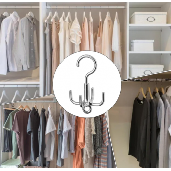 Gambar produk HIMSTO Gantungan Baju Serbaguna Rotating Rod Hanger Holder 4 Hook - HI4