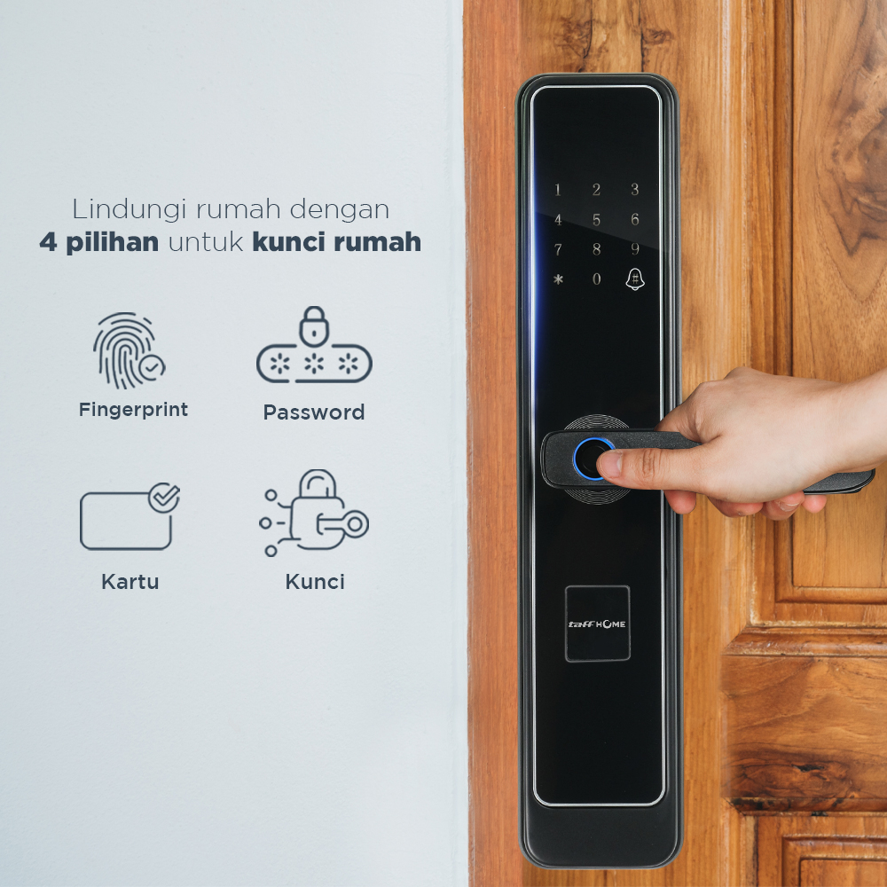 TaffHOME Smart Door Lock Fingerprint Password Key Card Alarm - K13-1-J Gambar produk TaffHOME Smart Door Lock Fingerprint Password Key Card Alarm - K13-1-J