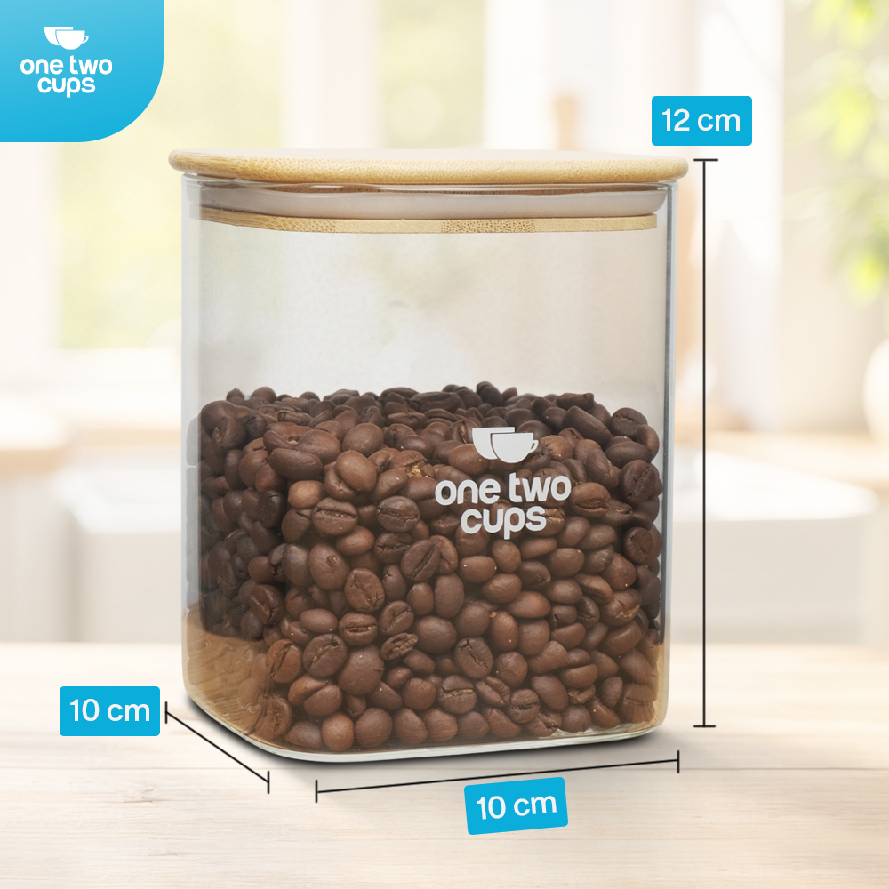 One Two Cups Toples Kaca Penyimpanan Makanan Kedap Udara Storage Jar 1L-10x10x12cm - HC1019 Gambar produk One Two Cups Toples Kaca Penyimpanan Makanan Kedap Udara Storage Jar 1L-10x10x12cm - HC1019