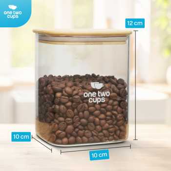 Gambar produk One Two Cups Toples Kaca Penyimpanan Makanan Kedap Udara Storage Jar 1L-10x10x12cm - HC1019