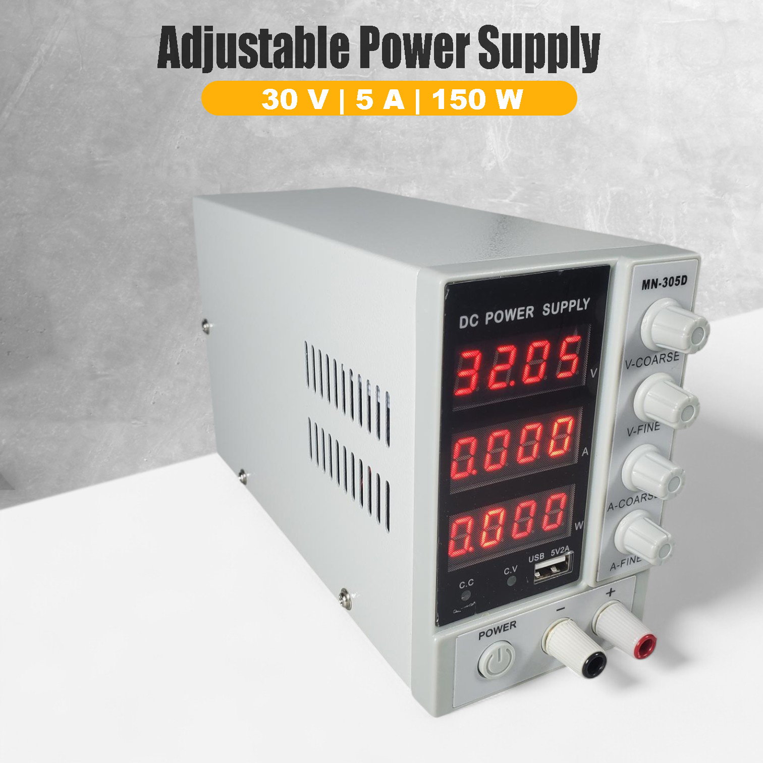 WEILI Adjustable Power Supply 4 Digit Display DC Stabilized 30V 5A - MN-305D Gambar produk WEILI Adjustable Power Supply 4 Digit Display DC Stabilized 30V 5A - MN-305D