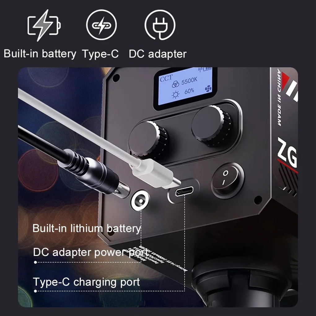 Gambar produk STEAMPUNK Lampu Studio Fotografi COB LED 3in1 Color TFT Display 80W - ZGRL80