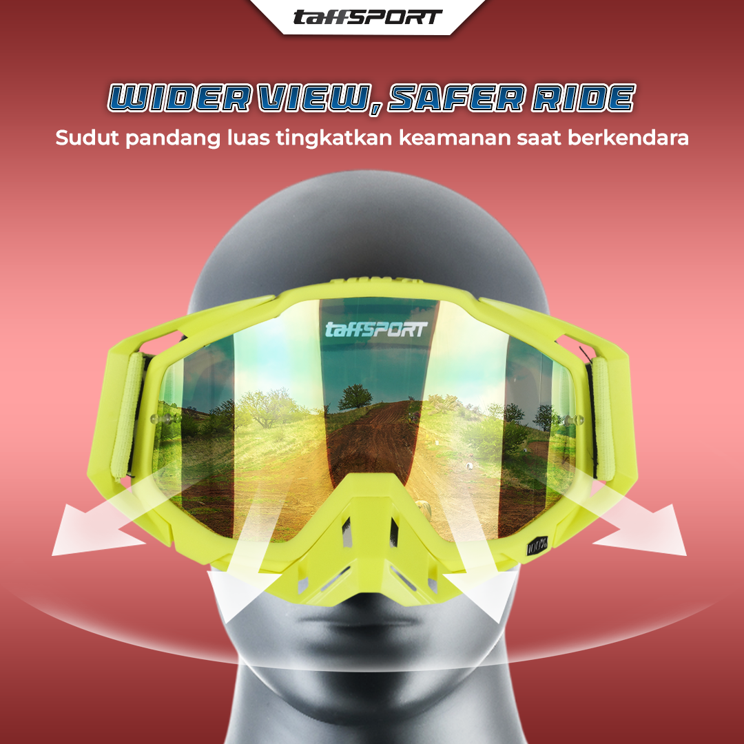 Gambar produk TaffSPORT Kacamata Helm Motor Goggles UV400 Protection Windproof Reflective - UV400