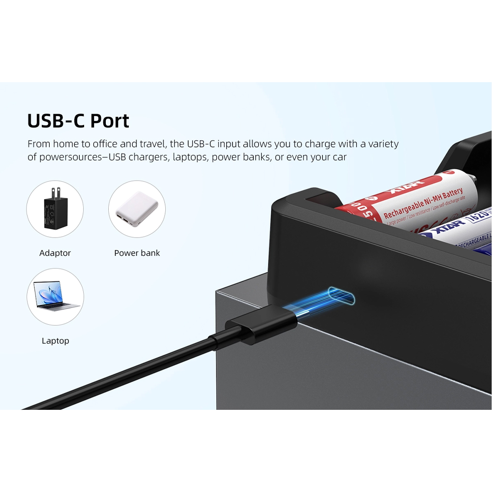 Gambar produk XTAR Charger Baterai 8 Slot AA AAA 1.5V Li-Ion 1.2V Ni-MH LCD Type C - MX8