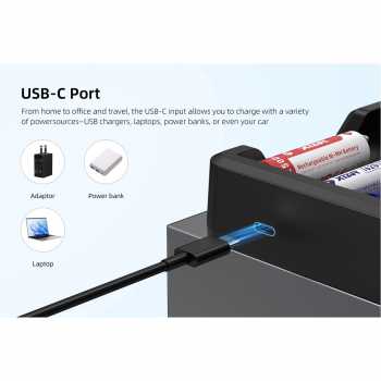 Gambar produk XTAR Charger Baterai 8 Slot AA AAA 1.5V Li-Ion 1.2V Ni-MH LCD Type C - MX8