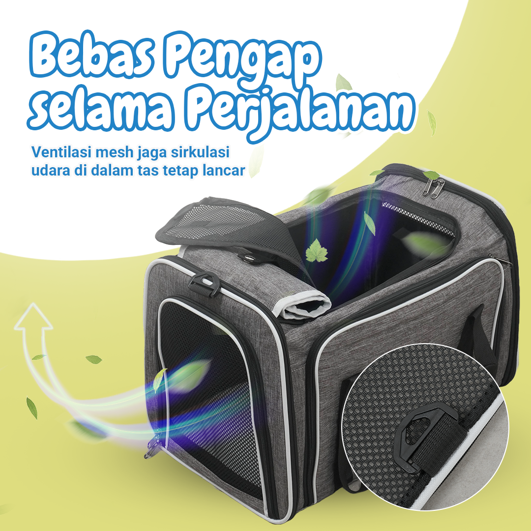 MEISU Tas Kandang Anjing Kucing Expandable Pet Carrier Bag 47x30x31cm - MS45 Gambar produk MEISU Tas Kandang Anjing Kucing Expandable Pet Carrier Bag 47x30x31cm - MS45