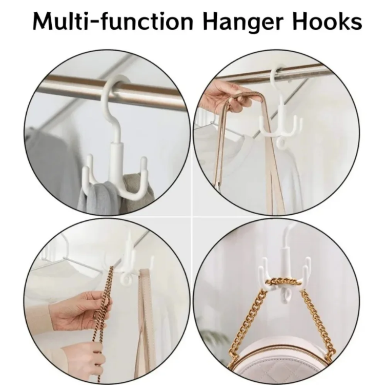 HIMSTO Gantungan Baju Serbaguna Rotating Rod Hanger Holder 4 Hook - HI4 Gambar produk HIMSTO Gantungan Baju Serbaguna Rotating Rod Hanger Holder 4 Hook - HI4