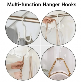 Gambar produk HIMSTO Gantungan Baju Serbaguna Rotating Rod Hanger Holder 4 Hook - HI4