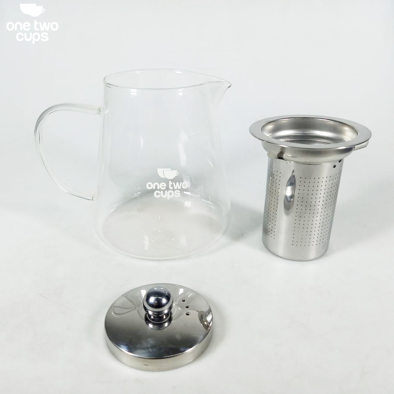 One Two Cups Teko Teh Kaca Saringan Tahan Panas Api Infuser Teapot 700ml - TP-760 Gambar produk One Two Cups Teko Teh Kaca Saringan Tahan Panas Api Infuser Teapot 700ml - TP-760