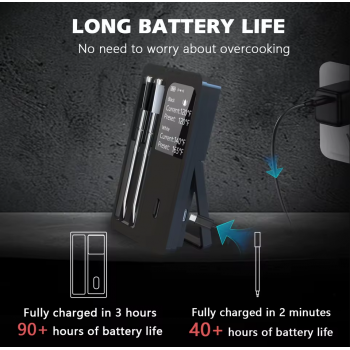 Gambar produk BFOUR Termometer Makanan Digital Daging BBQ Bluetooth Screen 2 Probe - BF-40