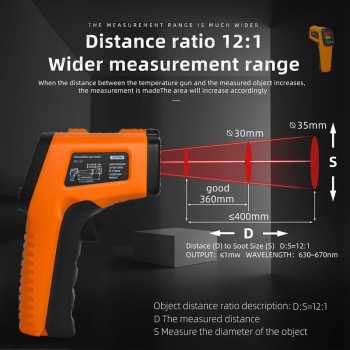 Gambar produk Anseny Termometer Industrial Digital Thermogun Infrared Dual Color LCD - CX6014