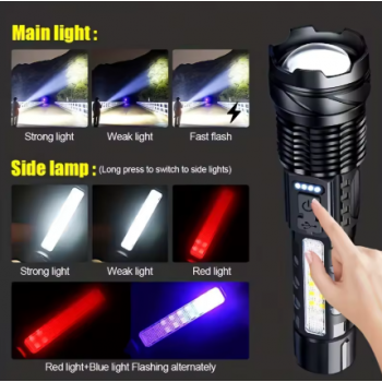 Gambar produk RLTEC Lampu Senter LED Rechargeable Flashlight 600 Lumens P520 800mAh - A76