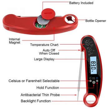 Gambar produk KKMOON Termometer Makanan Digital Daging Kopi Susu Dual Probe - B97A