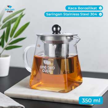 One Two Cups Teko Teh Kaca Saringan Tahan Panas Api Infuser Teapot - TP-761