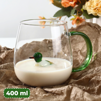 LAZZY Cangkir Kopi Kaca Tahan Panas Duck Aesthetic Mug 400ml - L400