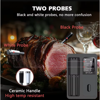 Gambar produk BFOUR Termometer Makanan Digital Daging BBQ Bluetooth Screen 2 Probe - BF-40