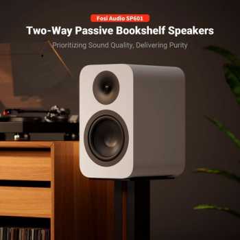 Fosi Audio Passive Bookshelf Speaker 2 Way 6.5 Inch Woofers Inch HiFi - SP601-B