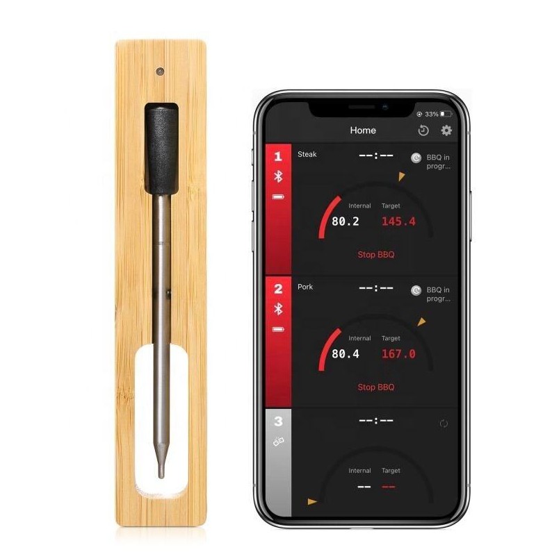 TAKA Termometer Makanan Digital Daging BBQ Bluetooth Wooden 1 Probe - TY510 Gambar produk TAKA Termometer Makanan Digital Daging BBQ Bluetooth Wooden 1 Probe - TY510