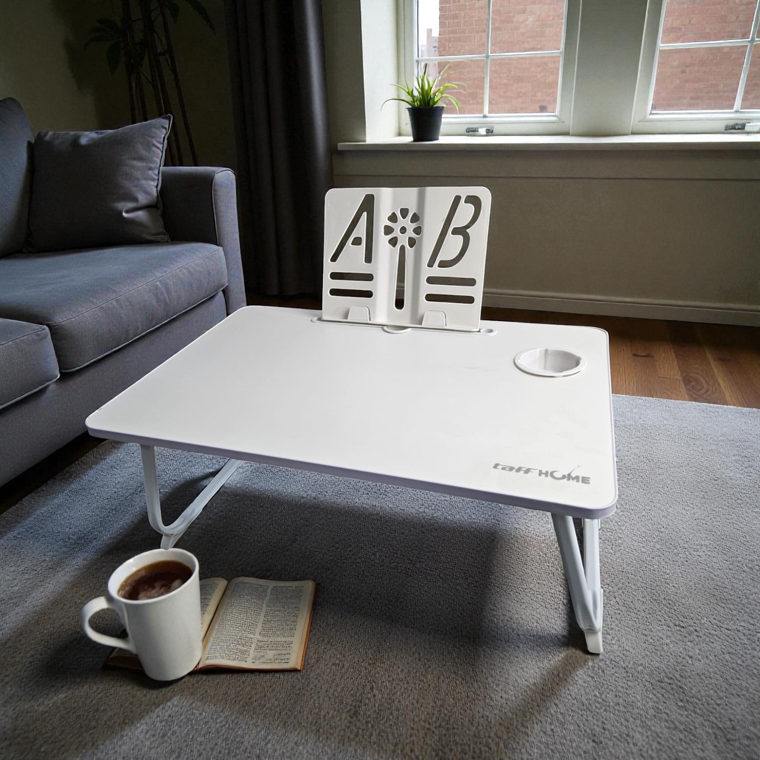 TaffHOME Meja Lipat Laptop Foldable Bed Table with Drawer Cup Holder 60x40cm - BO-67 Gambar produk TaffHOME Meja Lipat Laptop Foldable Bed Table with Drawer Cup Holder 60x40cm - BO-67