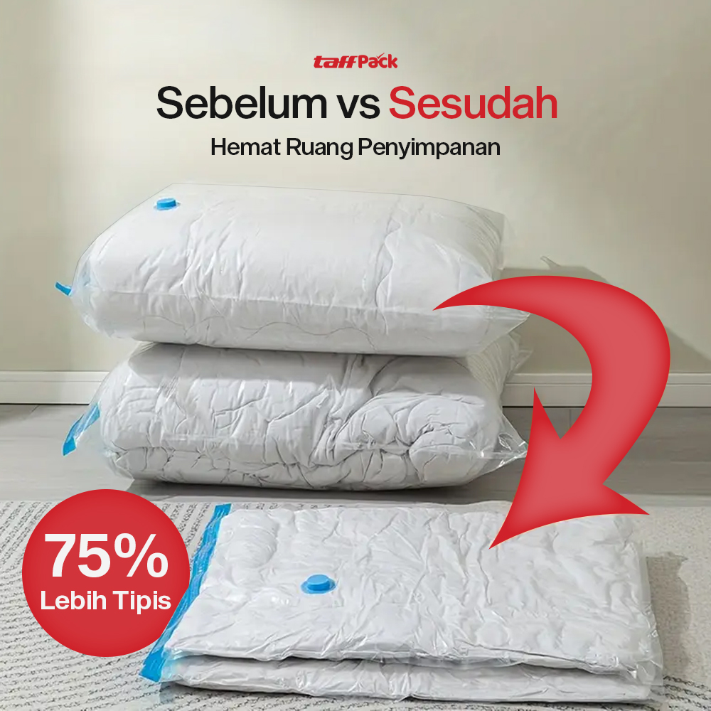 Gambar produk TaffPACK Kantong Plastik Vakum Pakaian Multifungsi Vacuum Bag 1 PCS 80x110cm - YK-1000