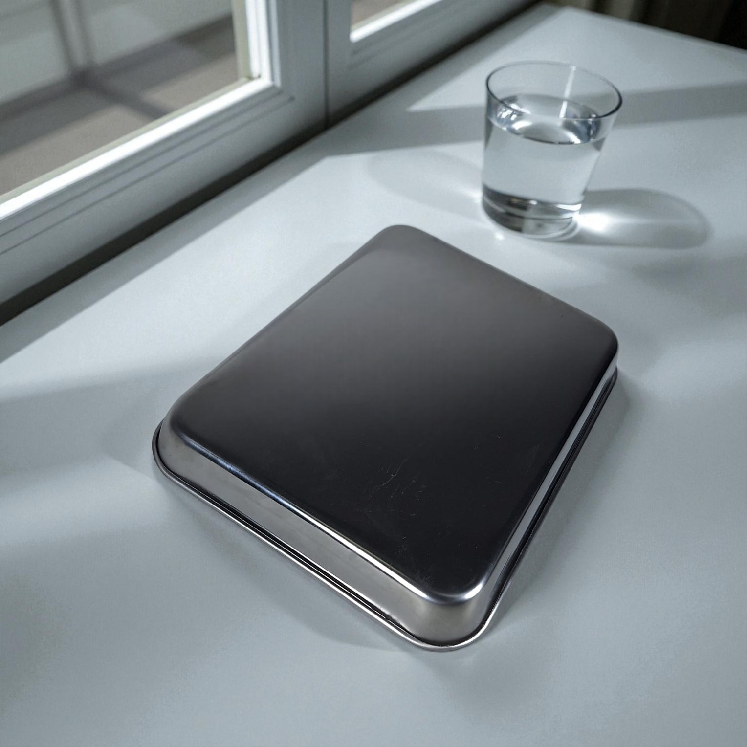 Eggy Loyang Nampan Tray Grill Pan Oven Baking Stainless Steel 430 23.5x17.8x2.5cm - EG36 Gambar produk Eggy Loyang Nampan Tray Grill Pan Oven Baking Stainless Steel 430 23.5x17.8x2.5cm - EG36