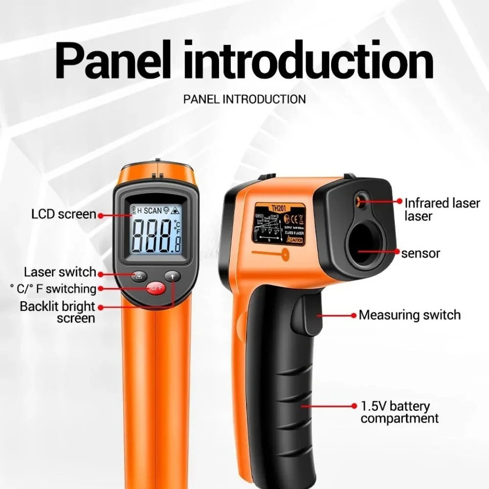 Gambar produk Daconovo Termometer Industrial Digital Thermogun Infrared Backlit LCD - CX6001