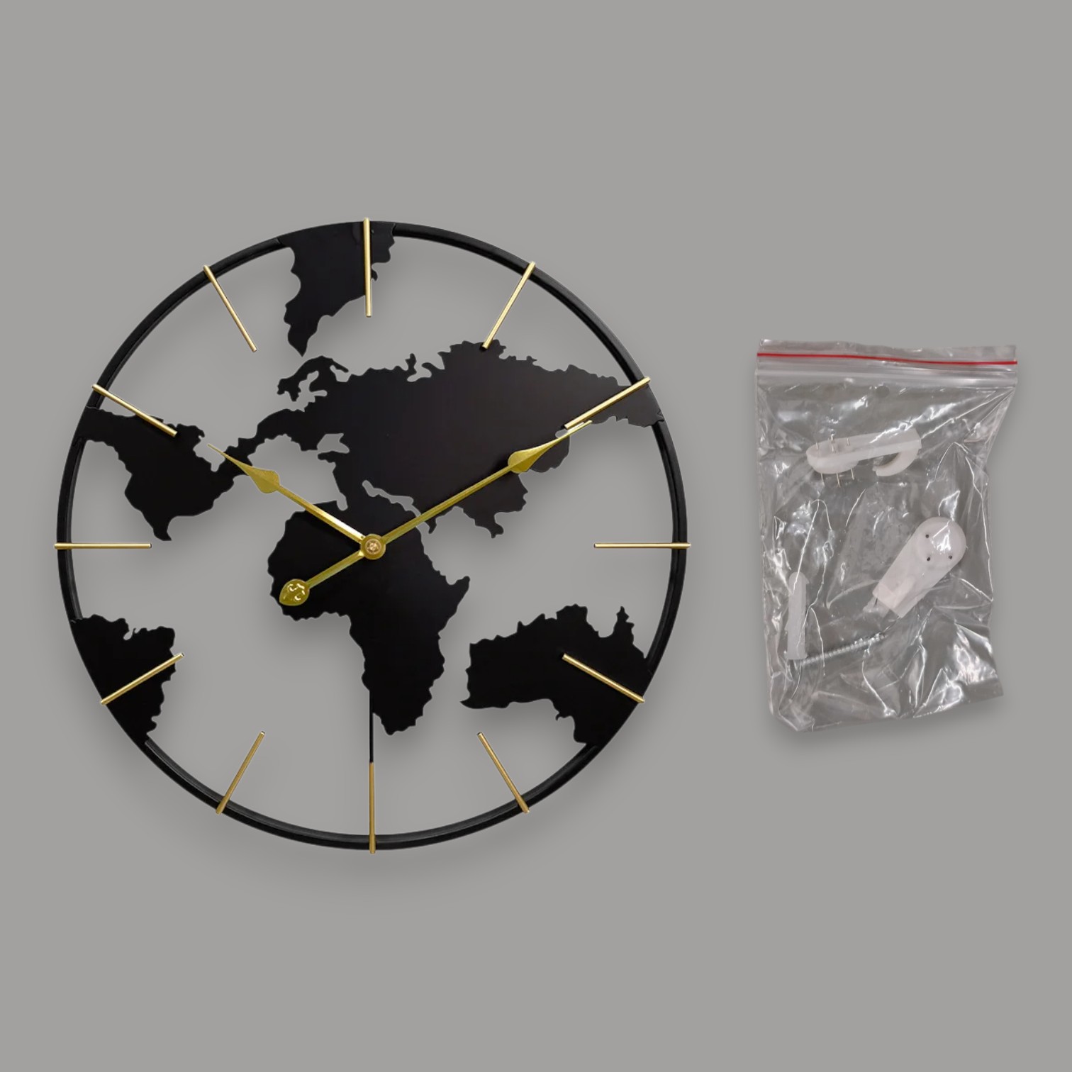 Gambar produk OUGWA Jam Dinding Besar Globe Design Iron Silent Movement 60cm - OG-55