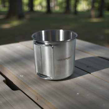 Gambar produk TaffSPORT Cangkir Kopi Stainless Steel Gagang Lipat Camping Mug 330ml - INU164