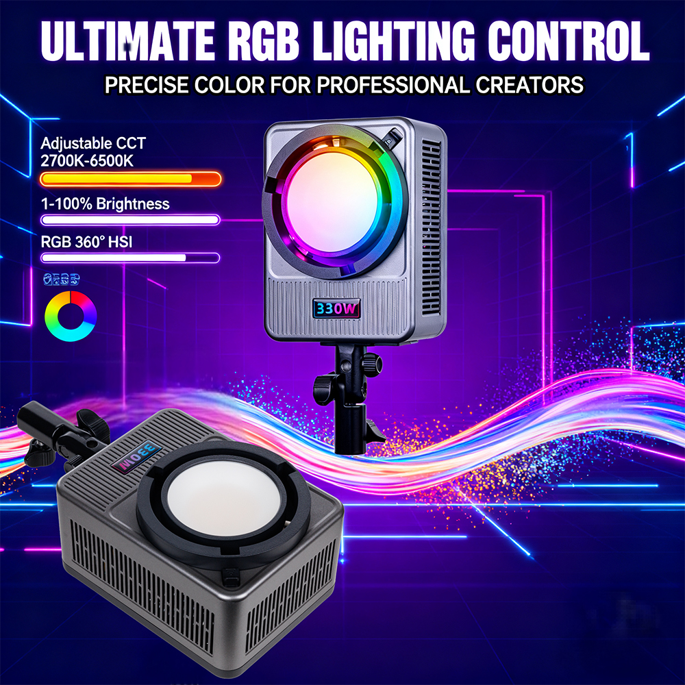 Gambar produk LIYADI Lampu Studio Fotografi COB LED RGBW 24 Mode TFT Display 330W - G330C